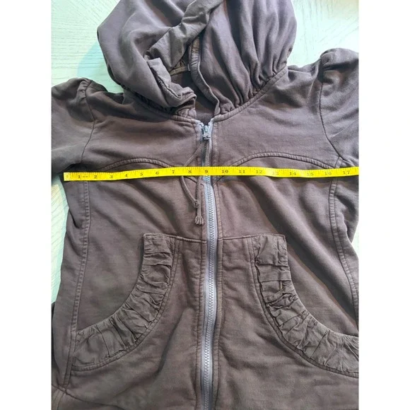 Prairie Underground Womens Full Zip Hoodie Ruched Pockets Organic Cotton Sz L - Picture 9 of 11